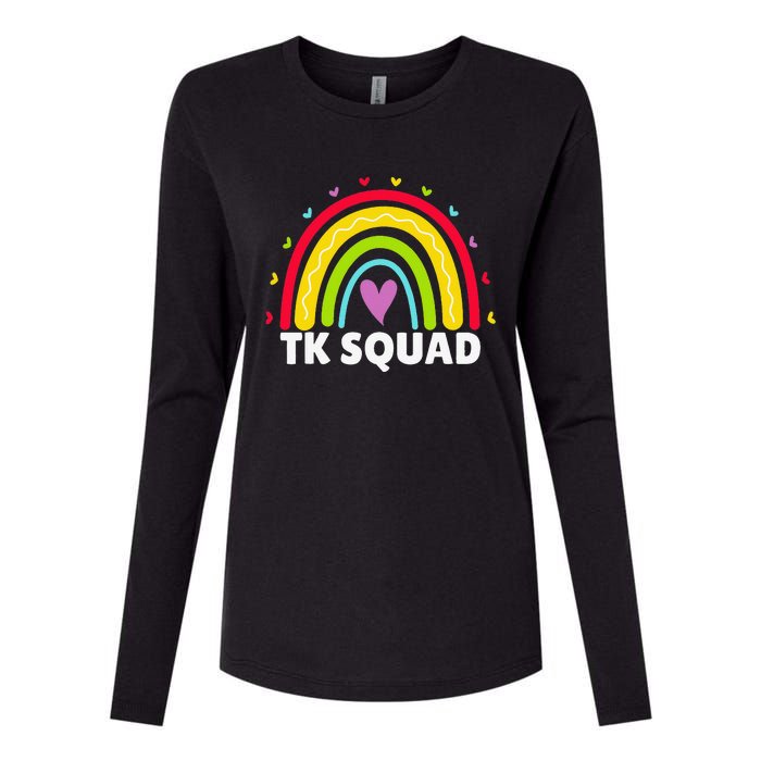 TK Squad Rainbow Transitional Kindergarten Teacher Womens Cotton Relaxed Long Sleeve T-Shirt