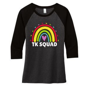 TK Squad Rainbow Transitional Kindergarten Teacher Women's Tri-Blend 3/4-Sleeve Raglan Shirt