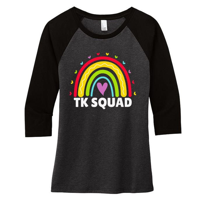 TK Squad Rainbow Transitional Kindergarten Teacher Women's Tri-Blend 3/4-Sleeve Raglan Shirt