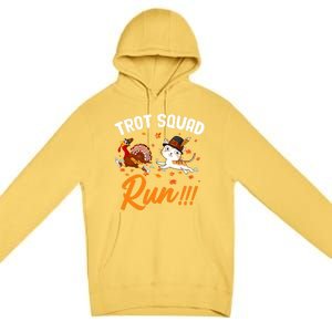 Trot Squad Run Thanksgiving Cat Turkey Running Runner Cute Gift Premium Pullover Hoodie