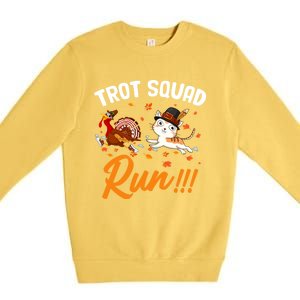 Trot Squad Run Thanksgiving Cat Turkey Running Runner Cute Gift Premium Crewneck Sweatshirt