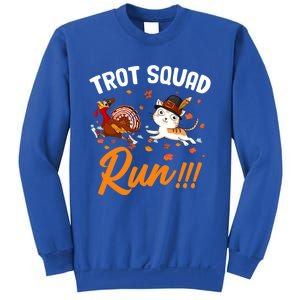 Trot Squad Run Thanksgiving Cat Turkey Running Runner Cute Gift Sweatshirt