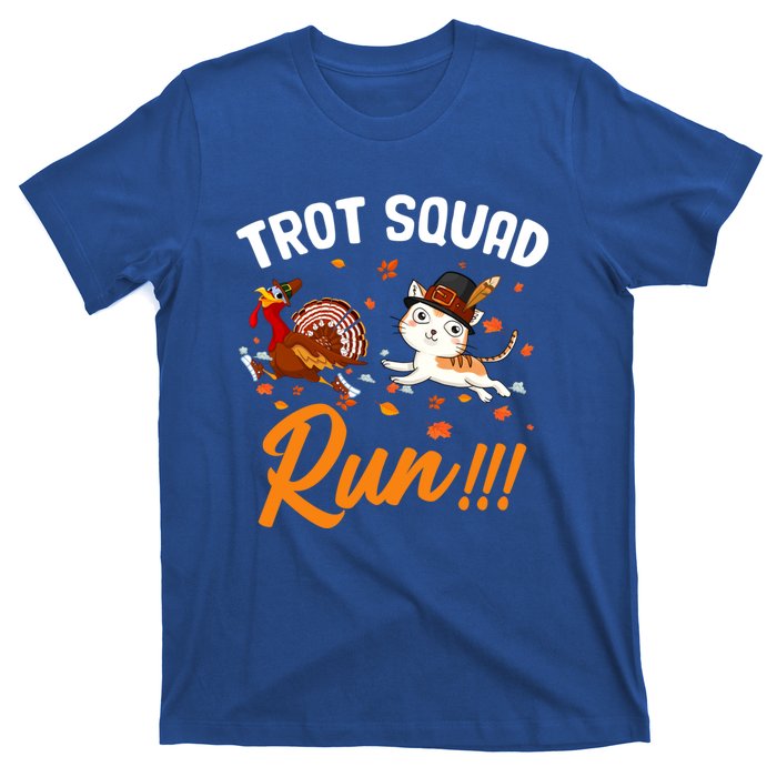 Trot Squad Run Thanksgiving Cat Turkey Running Runner Cute Gift T-Shirt