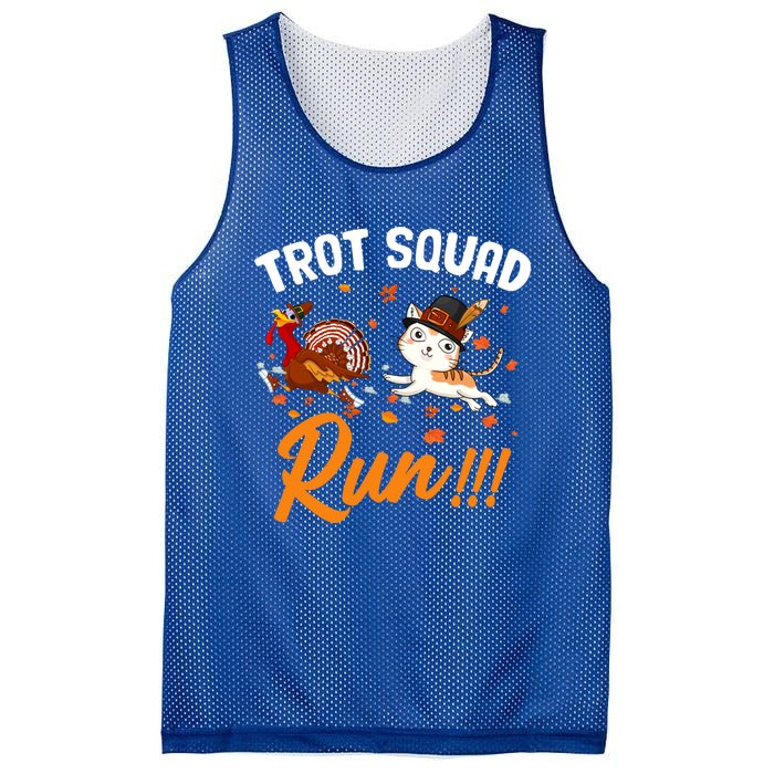 Trot Squad Run Thanksgiving Cat Turkey Running Runner Cute Gift Mesh Reversible Basketball Jersey Tank