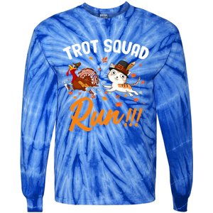 Trot Squad Run Thanksgiving Cat Turkey Running Runner Cute Gift Tie-Dye Long Sleeve Shirt