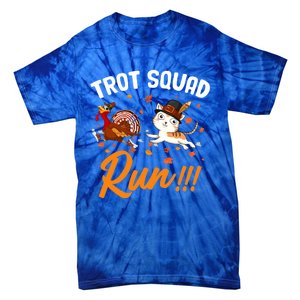 Trot Squad Run Thanksgiving Cat Turkey Running Runner Cute Gift Tie-Dye T-Shirt