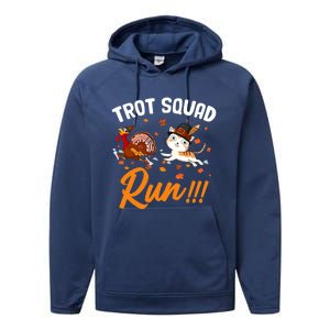 Trot Squad Run Thanksgiving Cat Turkey Running Runner Cute Gift Performance Fleece Hoodie