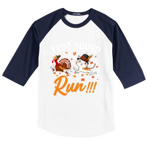 Trot Squad Run Thanksgiving Cat Turkey Running Runner Cute Gift Baseball Sleeve Shirt