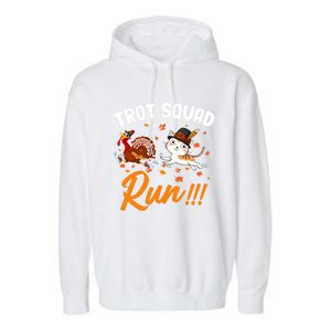 Trot Squad Run Thanksgiving Cat Turkey Running Runner Cute Gift Garment-Dyed Fleece Hoodie