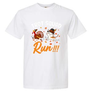 Trot Squad Run Thanksgiving Cat Turkey Running Runner Cute Gift Garment-Dyed Heavyweight T-Shirt