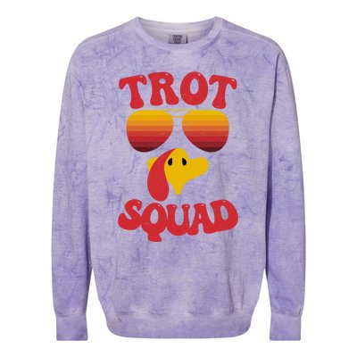 Trot Squad Running Turkey Sunglasses Thanksgiving Costume Great Gift Colorblast Crewneck Sweatshirt