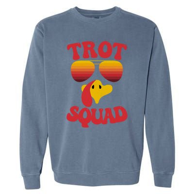 Trot Squad Running Turkey Sunglasses Thanksgiving Costume Great Gift Garment-Dyed Sweatshirt