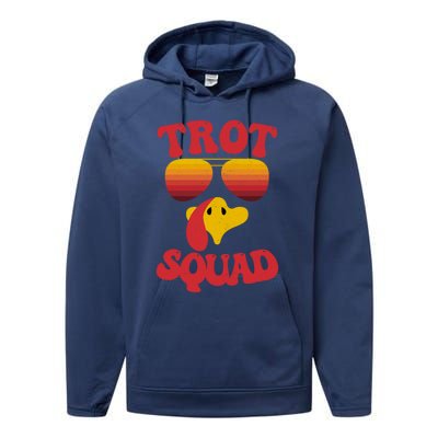 Trot Squad Running Turkey Sunglasses Thanksgiving Costume Great Gift Performance Fleece Hoodie