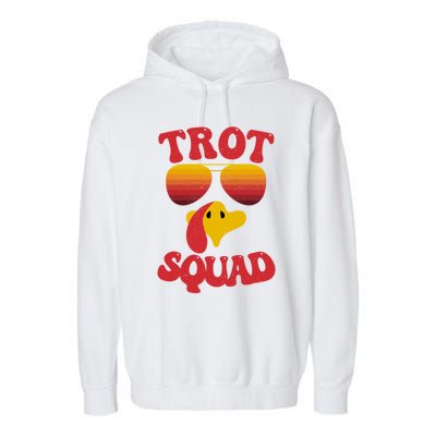 Trot Squad Running Turkey Sunglasses Thanksgiving Costume Great Gift Garment-Dyed Fleece Hoodie