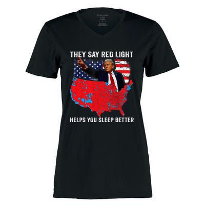 They Say Red Light Helps You Sleep Better Women's Momentum V-Neck T-Shirt