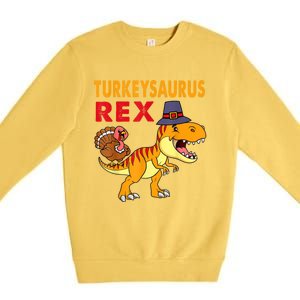 Turkey Saurus Rex Thanksgiving Dinosaur Turkey Boys Premium Crewneck Sweatshirt