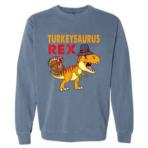 Turkey Saurus Rex Thanksgiving Dinosaur Turkey Boys Garment-Dyed Sweatshirt