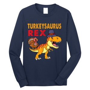 Turkey Saurus Rex Thanksgiving Dinosaur Turkey Boys Long Sleeve Shirt