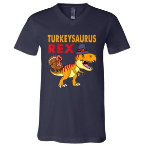 Turkey Saurus Rex Thanksgiving Dinosaur Turkey Boys V-Neck T-Shirt