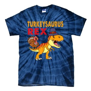 Turkey Saurus Rex Thanksgiving Dinosaur Turkey Boys Tie-Dye T-Shirt