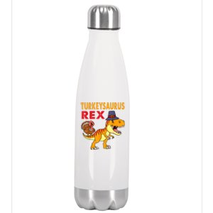 Turkey Saurus Rex Thanksgiving Dinosaur Turkey Boys Stainless Steel Insulated Water Bottle