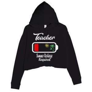 Teacher Summer Recharge Required Funny Last day of School Crop Fleece Hoodie