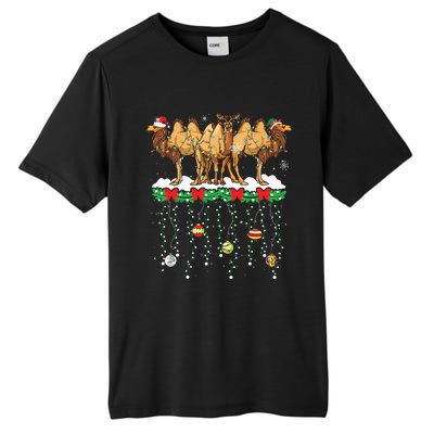 Three Santa Reindeer Elf Camels Christmas Farmer Family Tall Fusion ChromaSoft Performance T-Shirt