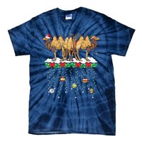 Three Santa Reindeer Elf Camels Christmas Farmer Family Tie-Dye T-Shirt