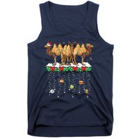 Three Santa Reindeer Elf Camels Christmas Farmer Family Tank Top