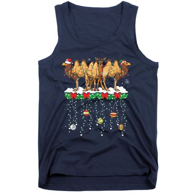 Three Santa Reindeer Elf Camels Christmas Farmer Family Tank Top