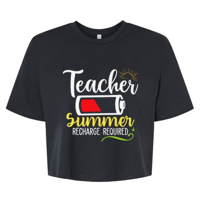 Teacher Summer Recharge Required Last day School Vacation Bella+Canvas Jersey Crop Tee