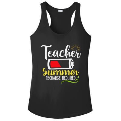 Teacher Summer Recharge Required Last day School Vacation Ladies PosiCharge Competitor Racerback Tank