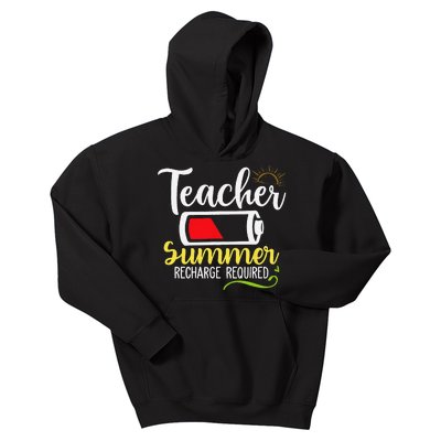 Teacher Summer Recharge Required Last day School Vacation Kids Hoodie