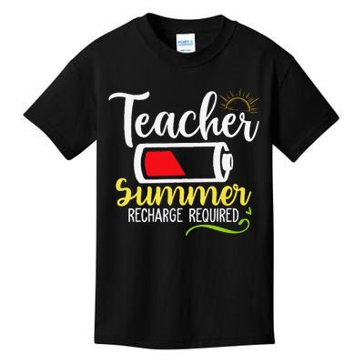 Teacher Summer Recharge Required Last day School Vacation Kids T-Shirt