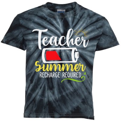 Teacher Summer Recharge Required Last day School Vacation Kids Tie-Dye T-Shirt