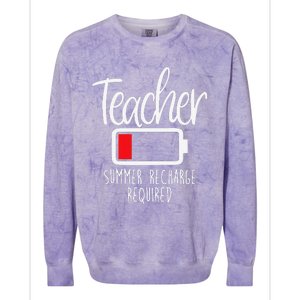 Teacher Summer Recharge Required Last Day School Women Funny Colorblast Crewneck Sweatshirt