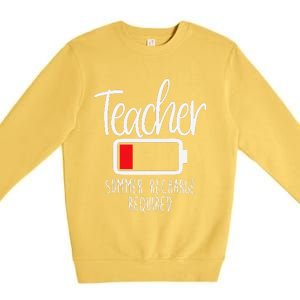 Teacher Summer Recharge Required Last Day School Women Funny Premium Crewneck Sweatshirt