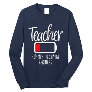 Teacher Summer Recharge Required Last Day School Women Funny Long Sleeve Shirt