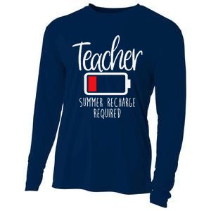 Teacher Summer Recharge Required Last Day School Women Funny Cooling Performance Long Sleeve Crew