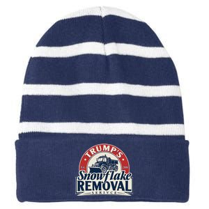 TrumpS Snowflake Removal Service Funny Trump 2024 Striped Beanie with Solid Band