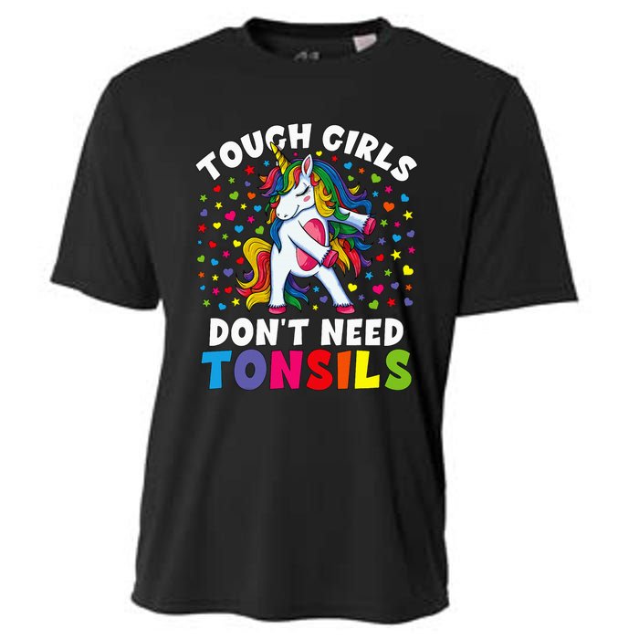 Tonsil Surgery Recovery Gift Unicorn Tonsil Removal Cooling Performance Crew T-Shirt