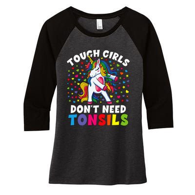 Tonsil Surgery Recovery Gift Unicorn Tonsil Removal Women's Tri-Blend 3/4-Sleeve Raglan Shirt