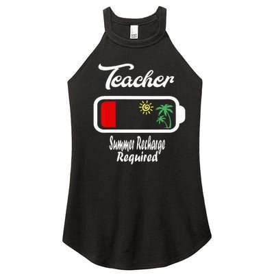 Teacher Summer Recharge Required Funny Last day of School Women’s Perfect Tri Rocker Tank