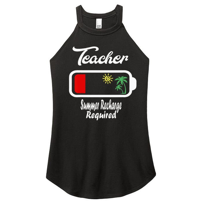 Teacher Summer Recharge Required Funny Last day of School Women’s Perfect Tri Rocker Tank