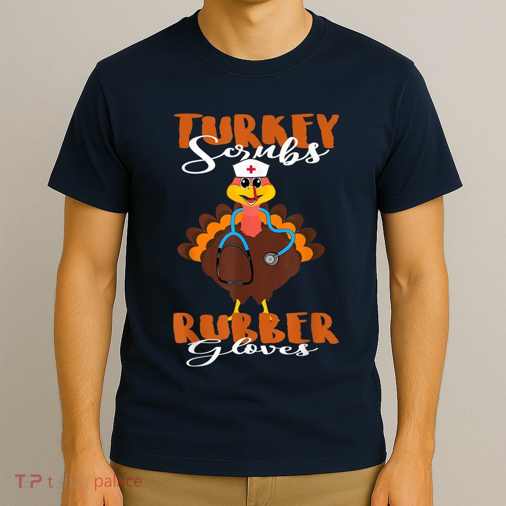 Turkey Scrubs Rubber Gloves Thanksgiving Scrub Tops Wo T-Shirt