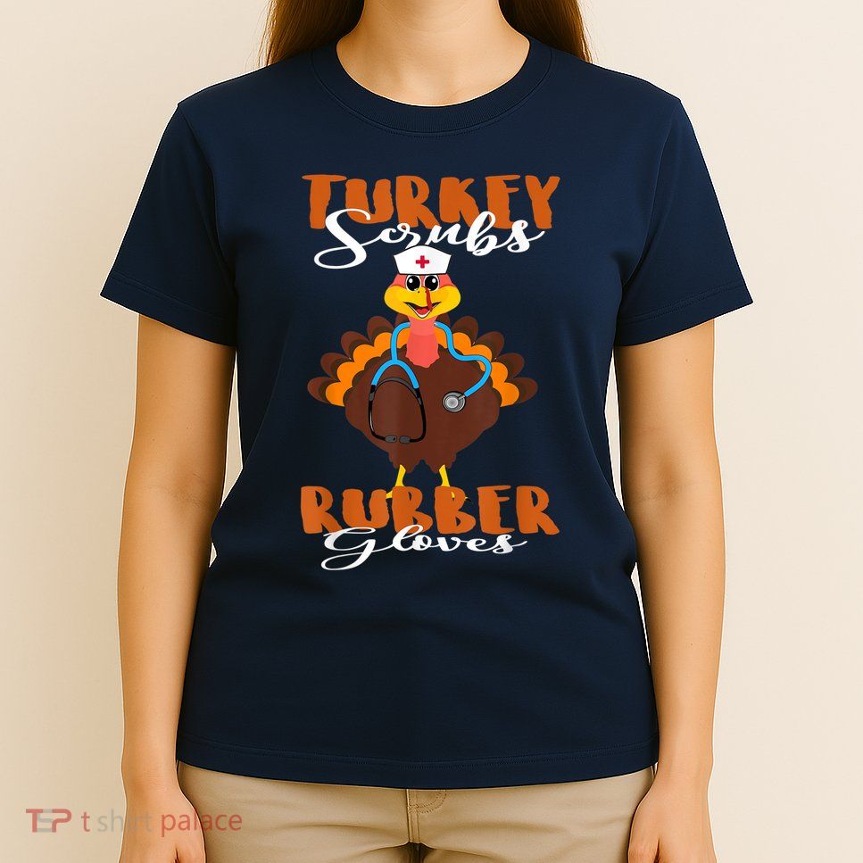 Turkey Scrubs Rubber Gloves Thanksgiving Scrub Tops Wo T-Shirt