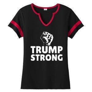 Trump Strong Rally Shooting Survivor Gun Shot Ladies Halftime Notch Neck Tee