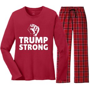 Trump Strong Rally Shooting Survivor Gun Shot Women's Long Sleeve Flannel Pajama Set 