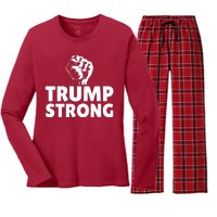 Trump Strong Rally Shooting Survivor Gun Shot Women's Long Sleeve Flannel Pajama Set 