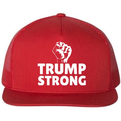 Trump Strong Rally Shooting Survivor Gun Shot Flat Bill Trucker Hat